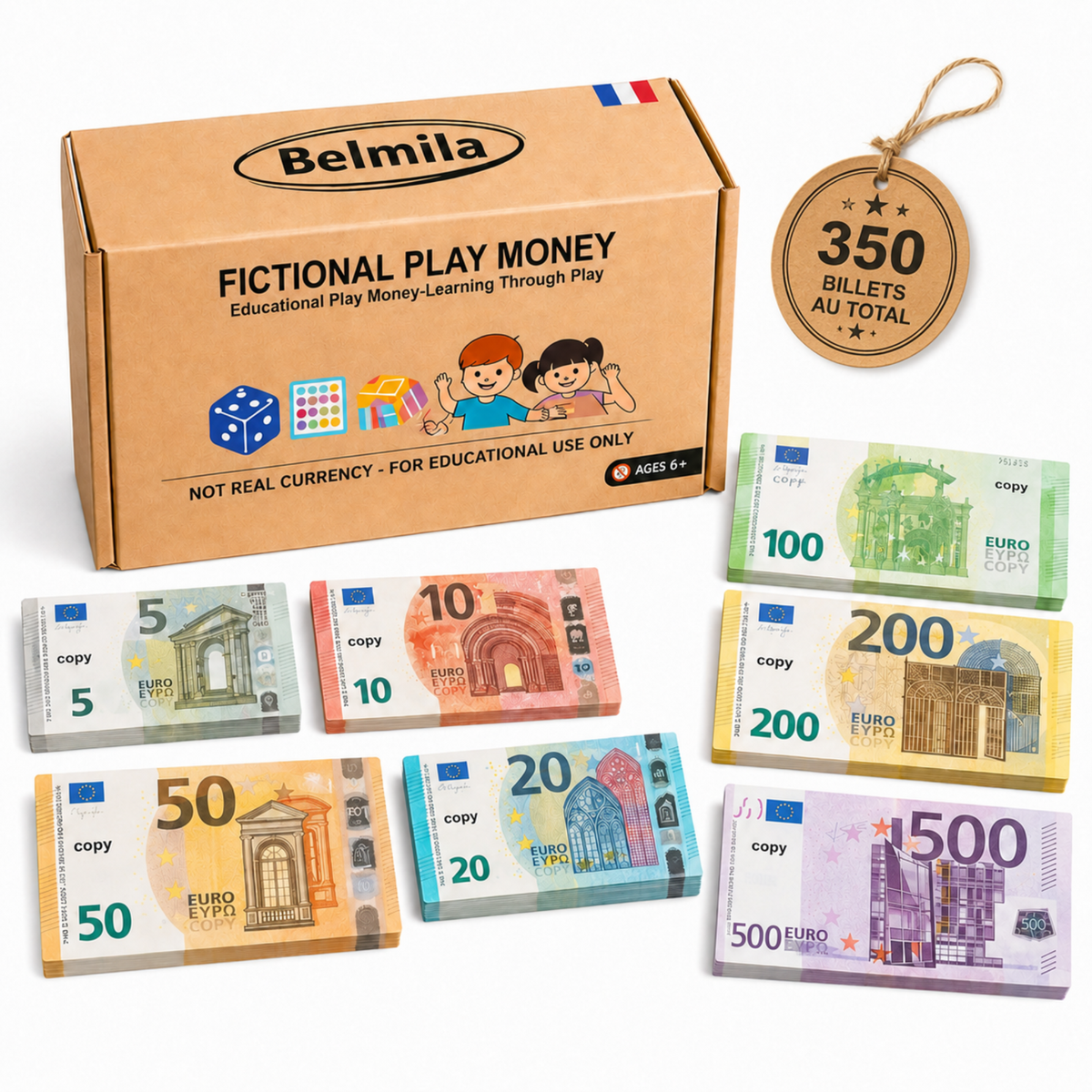 350 Billets Factices en Euros – Jeu, Apprentissage & Mise en Scène
