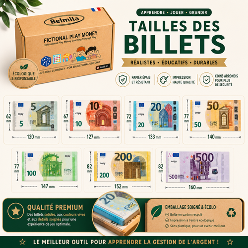 350 Billets Factices en Euros – Jeu, Apprentissage & Mise en Scène